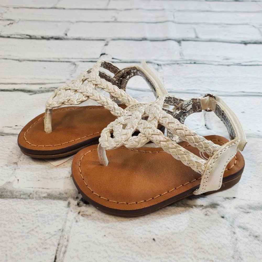 Pearly White Gladiator Sandals. Summer Baby Shoes. - Picture 3 of 6